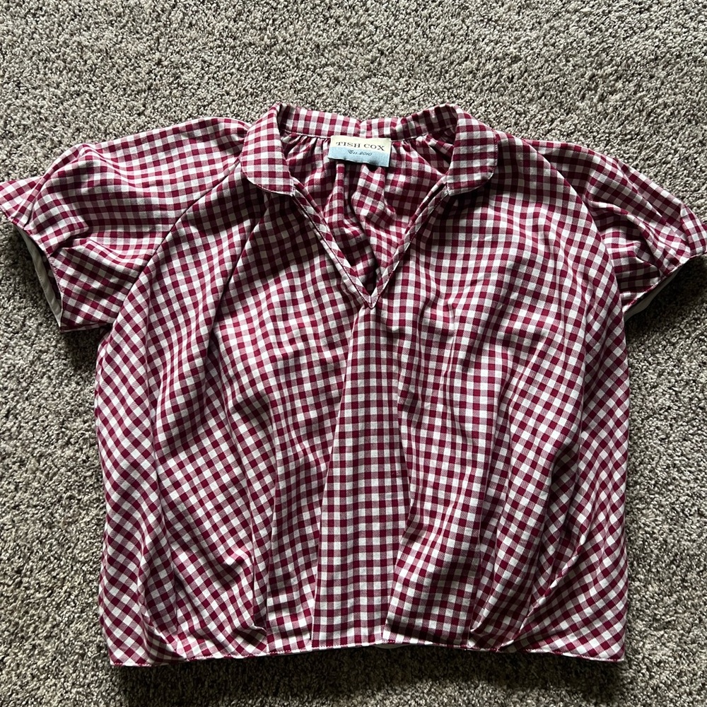 Trish Cox Red Gingham Short-Sleeve Blouse